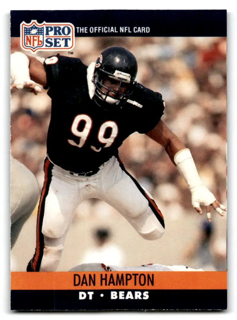Dan Hampton football card from 1990 Pro Set #449B with original gloss and COR NM quality
