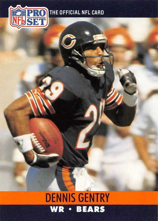 NFL Pro Set trading card of Dennis Gentry in Chicago Bears uniform carrying football