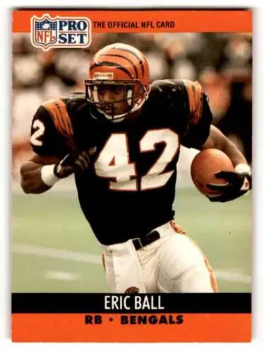 Original gloss 1990 Pro Set #460 Eric Ball Cincinnati Bengals football card EX/NM