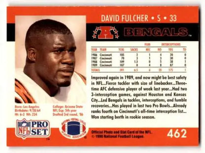 David Fulcher Cincinnati Bengals football card from 1990 Pro Set original gloss
