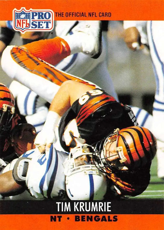 Tim Krumrie making a tackle on 1990 Pro Set Cincinnati Bengals Football Card