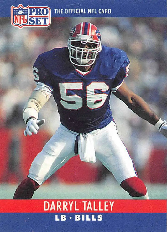 NFL Pro Set trading card of Darryl Talley, Buffalo Bills linebacker in blue jersey