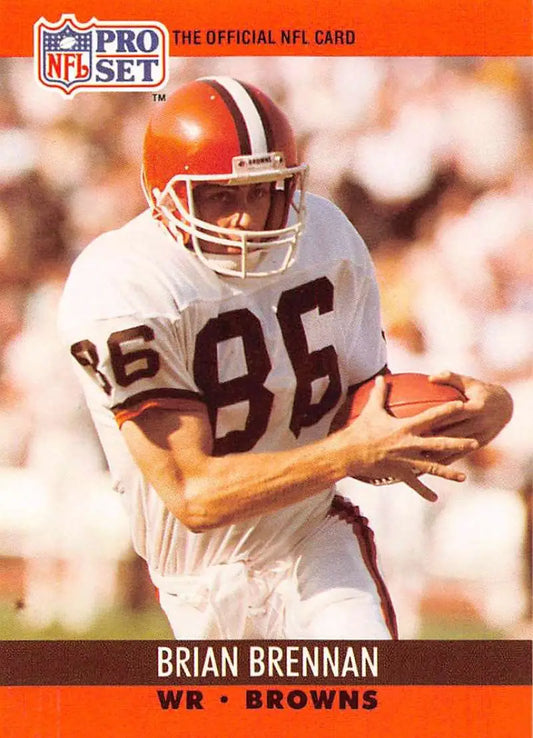 NFL Pro Set Brian Brennan Cleveland Browns Football Card in white uniform #470