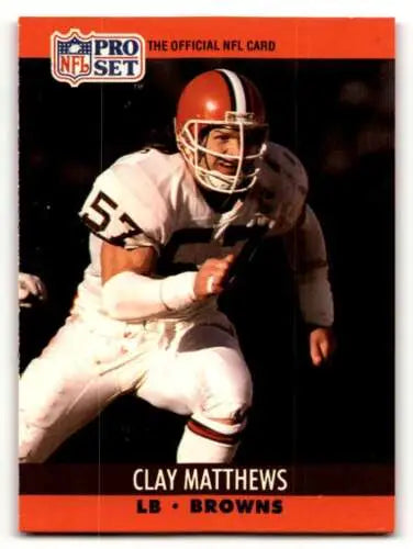 Clay Matthews Cleveland Browns football card, original gloss, 1990 Pro Set #474