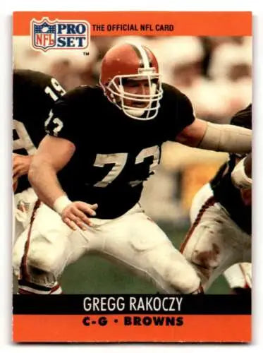 Gregg Rakoczy Cleveland Browns football card with original gloss, 1990 Pro Set #476