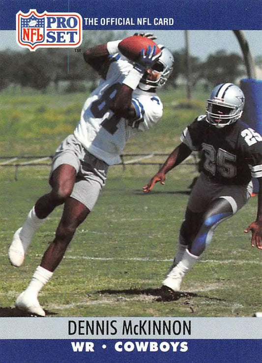 Dallas Cowboys Football Card of Dennis McKinnon making a leaping catch in-game