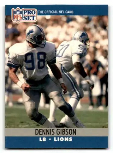 Dennis Gibson Detroit Lions football card original gloss 1990 Pro Set #495 EX/NM