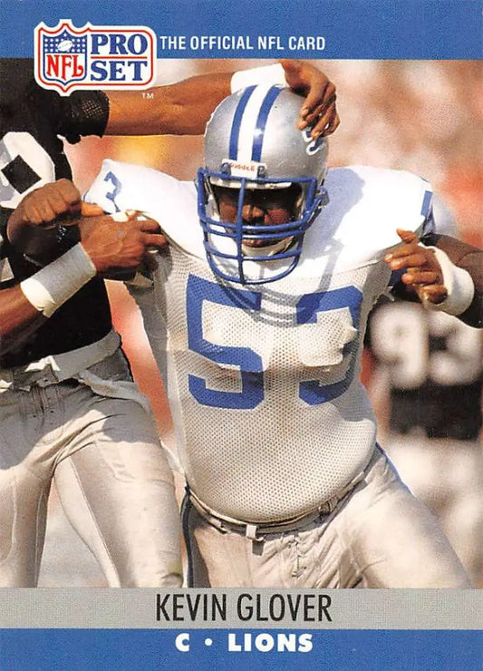 NFL Pro Set trading card of Kevin Glover, Detroit Lions player, number 53