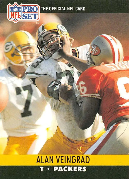 NFL Pro Set trading card of Green Bay Packers rookie Alan Veingrad in action