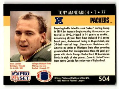 Tony Mandarich Green Bay Packers football card with original gloss in EX condition