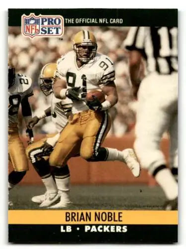 1990 Pro Set #505 Brian Noble Football Card featuring original gloss and Noble Green Bay design