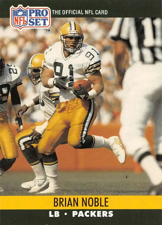 NFL Pro Set trading card of Green Bay Packers linebacker in yellow and white uniform