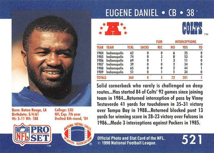 Eugene Daniel Indianapolis Colts football card featuring cornerback in blue uniform