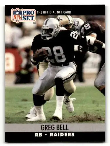 Original gloss Greg Bell Los Angeles Raiders football card from 1990 Pro Set