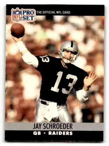 Jay Schroeder Los Angeles Raiders football card with original gloss from 1990 Pro Set