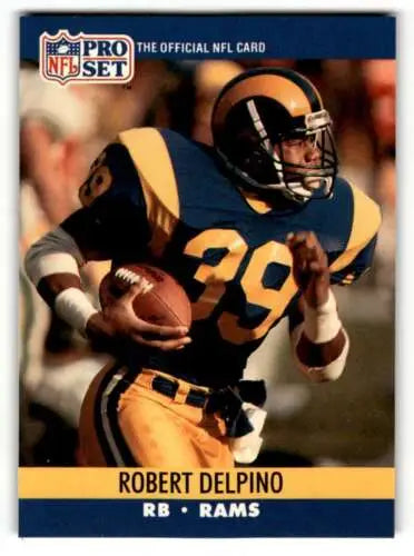 Original gloss Robert Delpino Los Angeles Rams football card from 1990 Pro Set