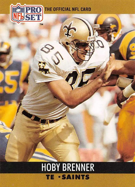 NFL Pro Set trading card of Hoby Brenner in New Orleans Saints gold uniform
