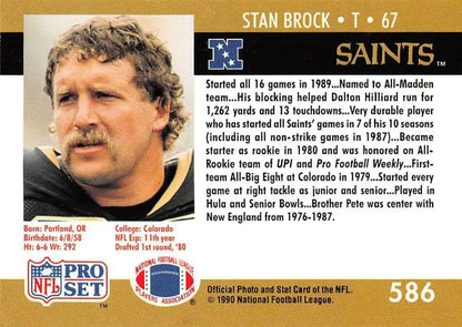 Vintage 1990 Pro Set Stan Brock New Orleans Saints Football Card NM-MT