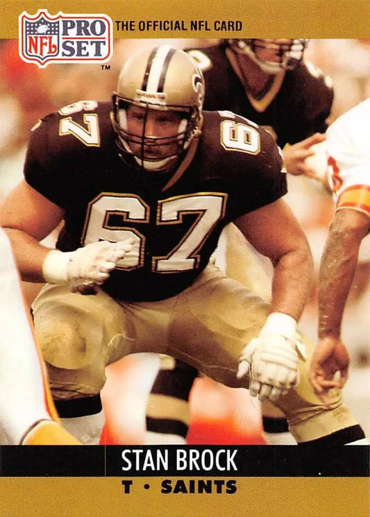 Stan Brock New Orleans Saints Pro Set trading card in black and gold uniform