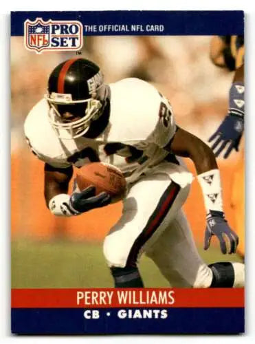 Perry Williams New York Giants football card with original gloss from 1990 Pro Set