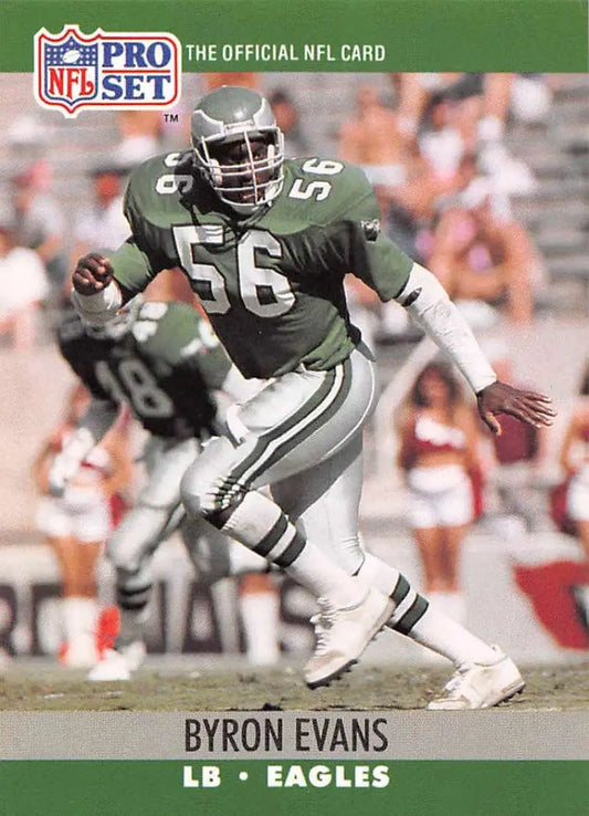 NFL Pro Set trading card of Byron Evans, Philadelphia Eagles rookie linebacker #56