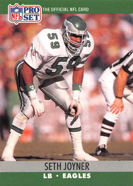 Seth Joyner Philadelphia Eagles football card in white uniform number 59 from 1990 Pro Set