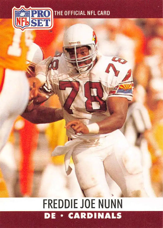 NFL Pro Set trading card of Freddie Joe Nunn, defensive player for Phoenix Cardinals