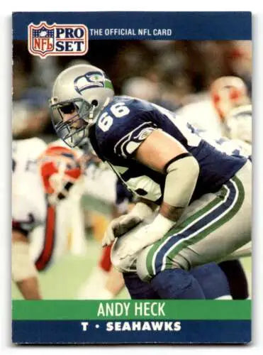 Original gloss 1990 Pro Set Andy Heck Seattle Seahawks football card EX/NM