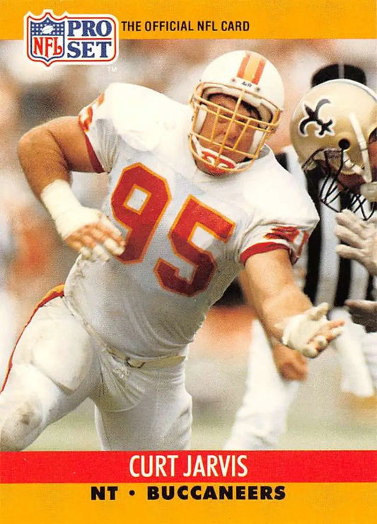 NFL Pro Set 657B Curt Jarvis card features Tampa Bay Buccaneers player number 95