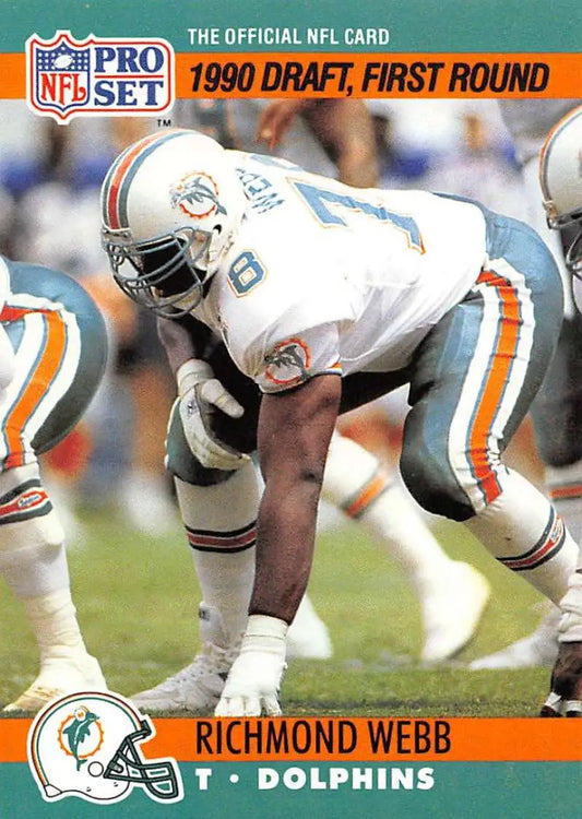 1990 Pro Set Richmond Webb Miami Dolphins Football Card in action on the field