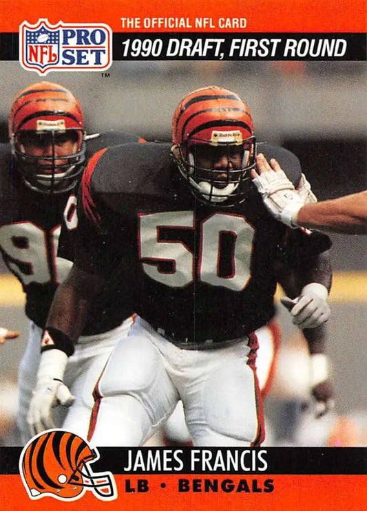 NFL Pro Set football card of James Francis, Cincinnati Bengals linebacker, 1990 draft