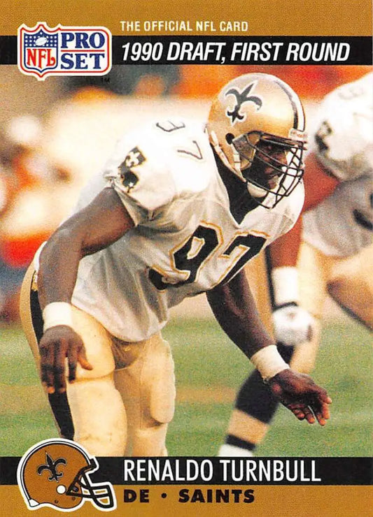 Renaldo Turnbull Pro Set rookie card, New Orleans Saints defensive player from 1990