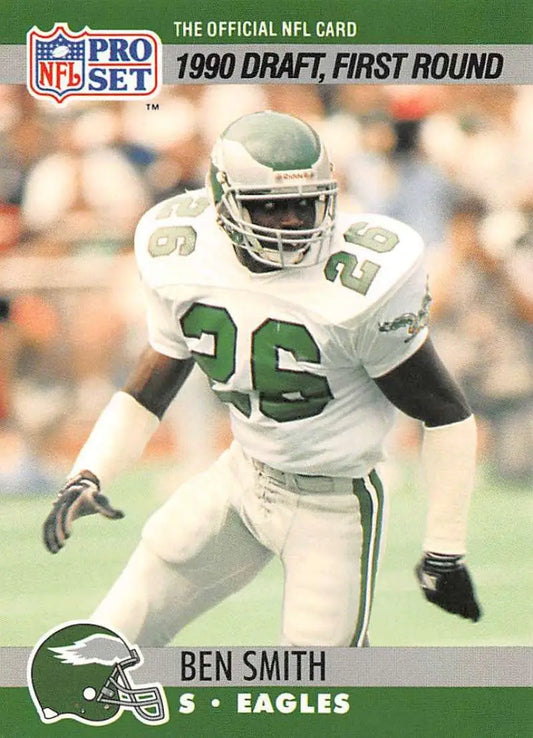 NFL Pro Set Football Card of Ben Smith, Philadelphia Eagles Player #26, 1990 Draft