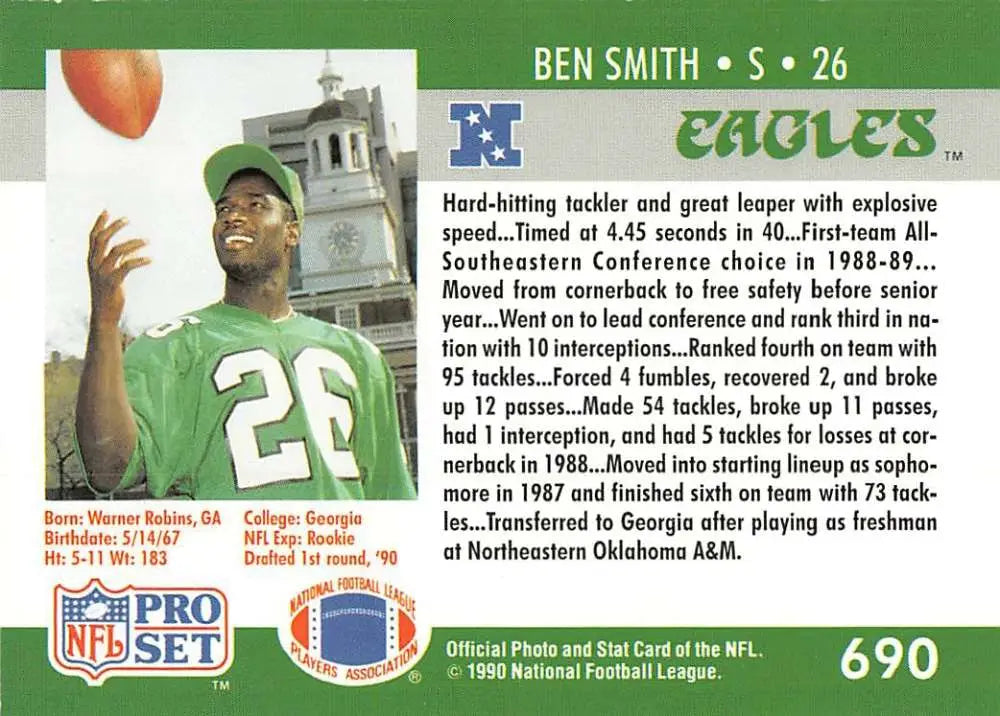 NFL trading card of Ben Smith in a Philadelphia Eagles jersey number 29