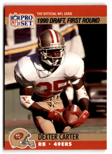 1990 Pro Set #693 Dexter Carter football card with original gloss and rookie status