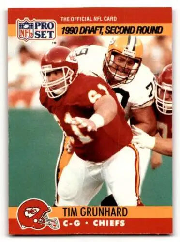 Tim Grunhard 1990 Pro Set football card featuring original gloss, Kansas City Chiefs