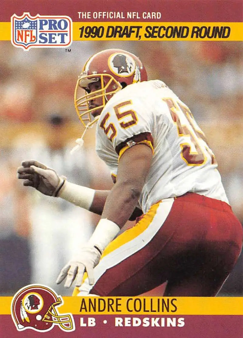 NFL Pro Set trading card of Andre Collins, Washington Redskins linebacker rookie