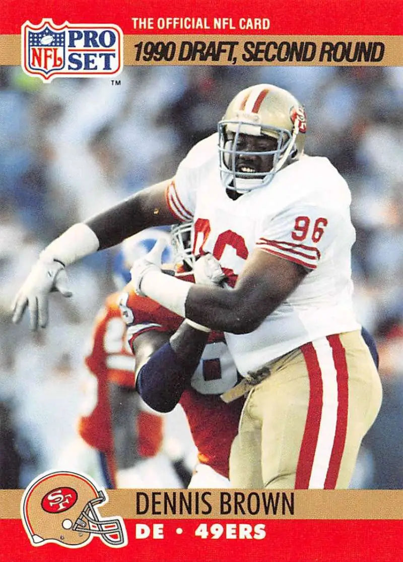 1990 Pro Set NFL trading card of Dennis Brown, San Francisco 49ers defensive player