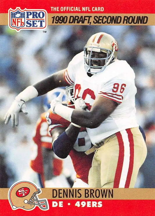 1990 Pro Set NFL trading card of Dennis Brown, San Francisco 49ers defensive player