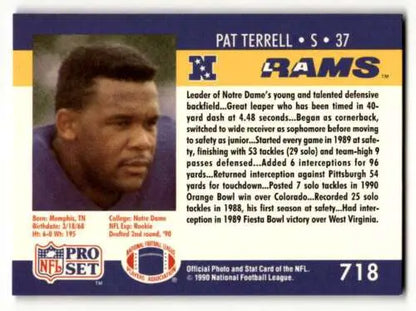 1990 Pro Set 718b Pat Terrell Los Angeles Rams football card in original gloss condition