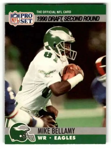 Mike Bellamy Philadelphia Eagles football card with original gloss from 1990 Pro Set