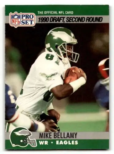 Mike Bellamy Philadelphia Eagles football card original gloss 1990 Pro Set #719