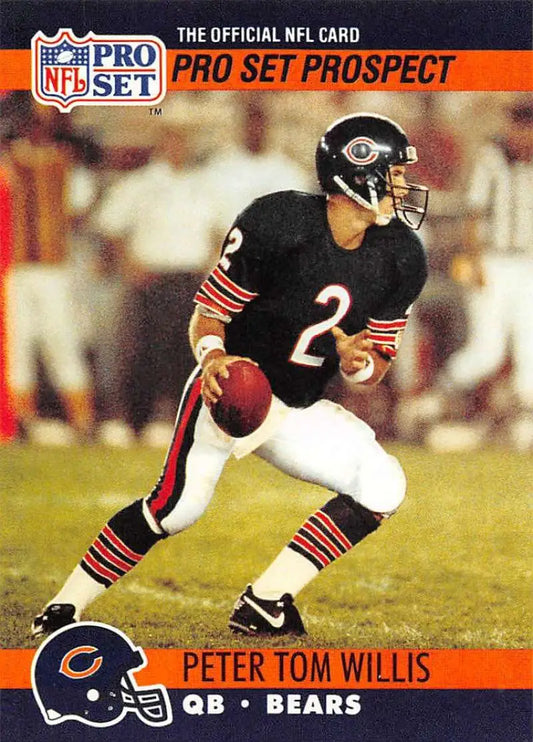 Vintage NFL trading card of Peter Tom Willis, Chicago Bears quarterback in dark uniform