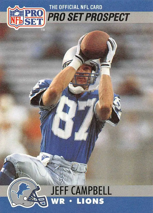 Jeff Campbell Detroit Lions Pro Set rookie card featuring a wide receiver catch