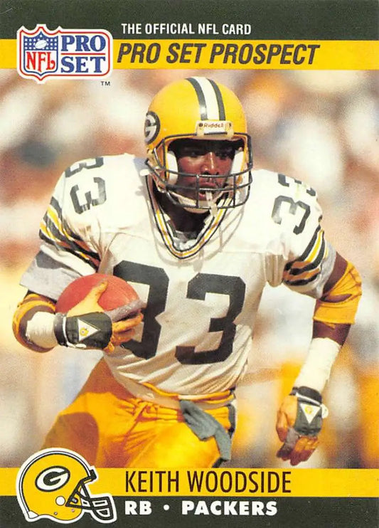 Keith Woodside football card from 1990 Pro Set featuring Green Bay Packers player
