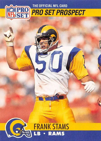 NFL Pro Set trading card of Los Angeles Rams linebacker in yellow and white uniform