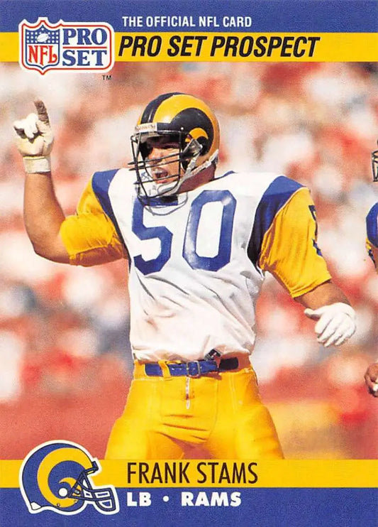 NFL Pro Set trading card of Los Angeles Rams linebacker in yellow and white uniform