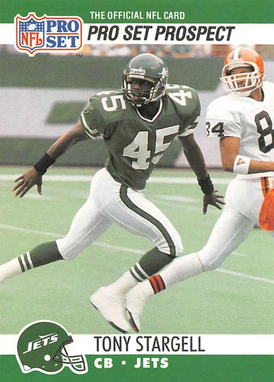 NFL Pro Set trading card of Tony Stargell in New York Jets uniform number 45