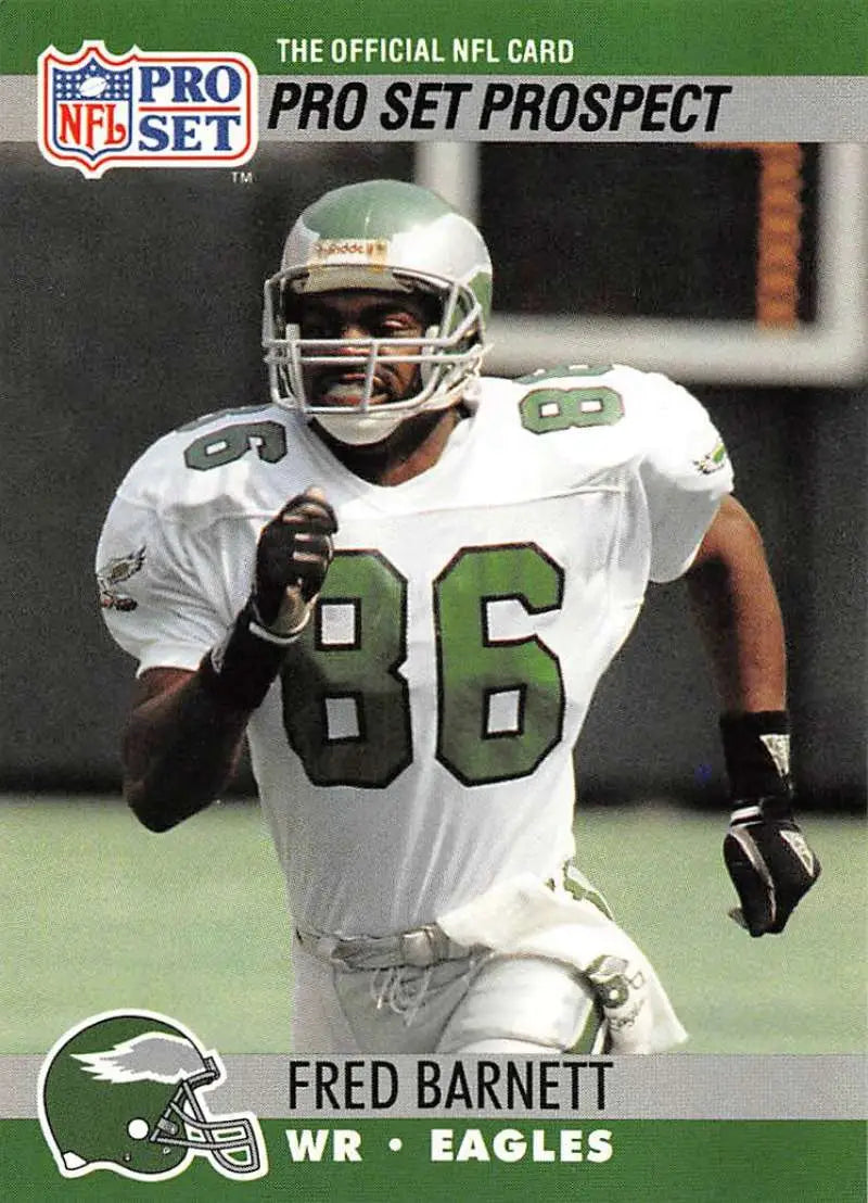 NFL trading card of Fred Barnett in a Philadelphia Eagles white jersey number 86