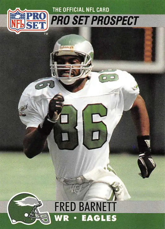 NFL trading card of Fred Barnett in a Philadelphia Eagles white jersey number 86
